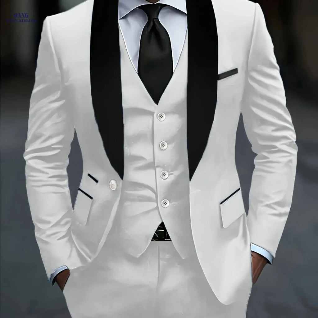 2024 Men's Slim Fit Dress Suit Set with Blazer, Vest & Pants   OAXG 