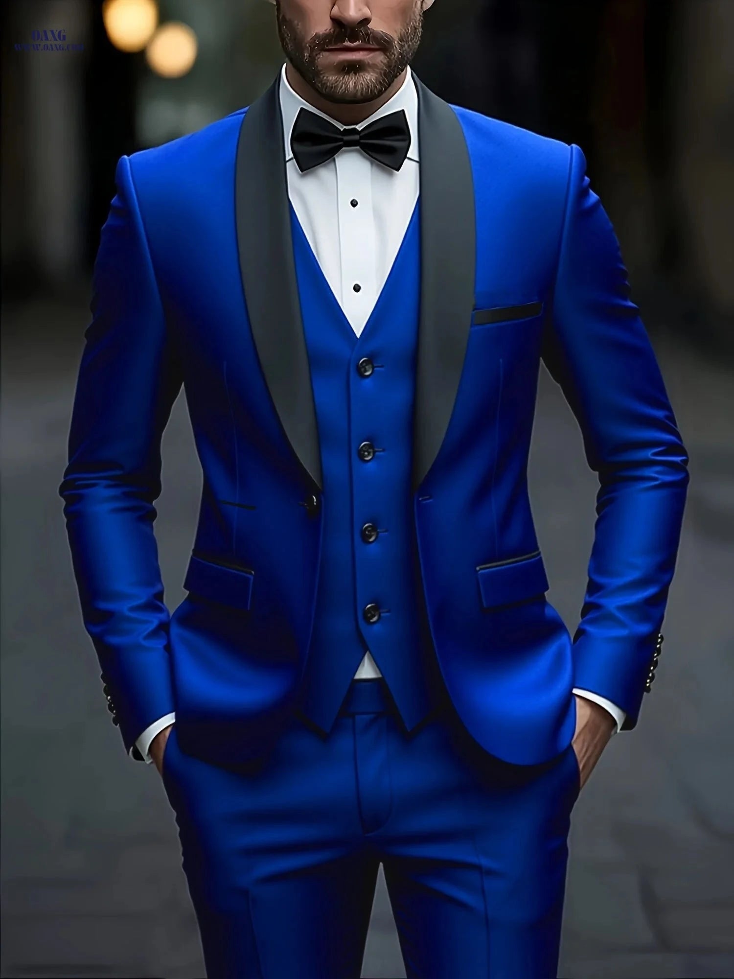 2024 Men's Slim Fit Dress Suit Set with Blazer, Vest & Pants   OAXG 