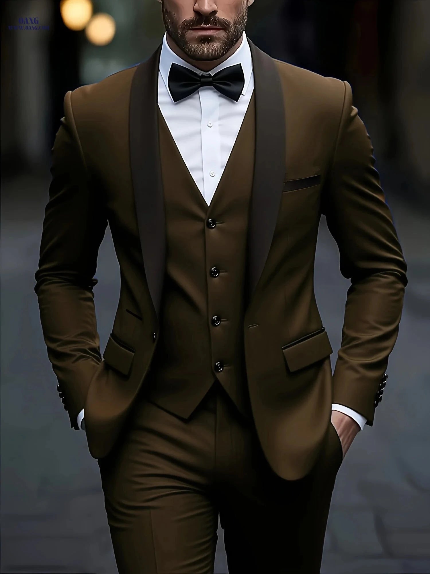 2024 Men's Slim Fit Dress Suit Set with Blazer, Vest & Pants   OAXG 