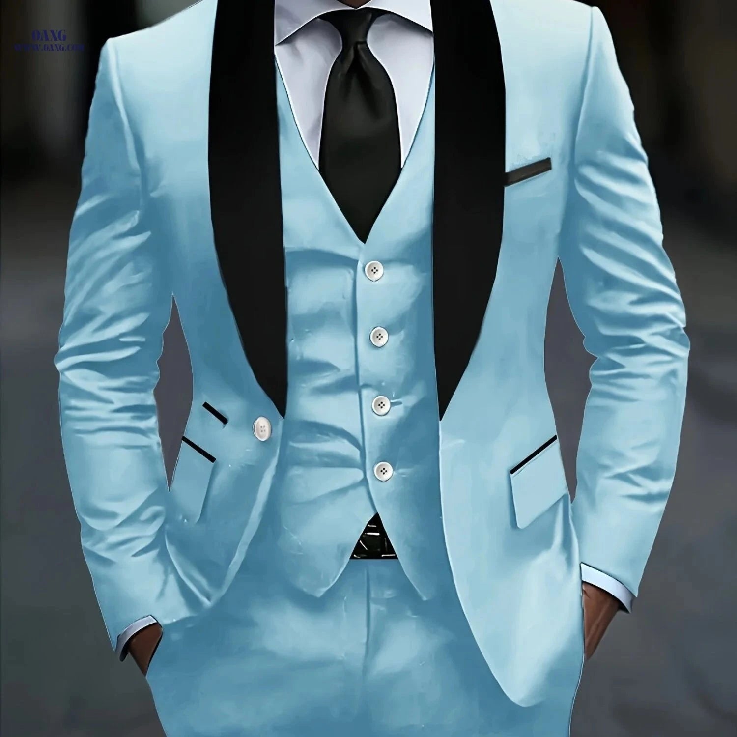 2024 Men's Slim Fit Dress Suit Set with Blazer, Vest & Pants   OAXG White / FR XXS