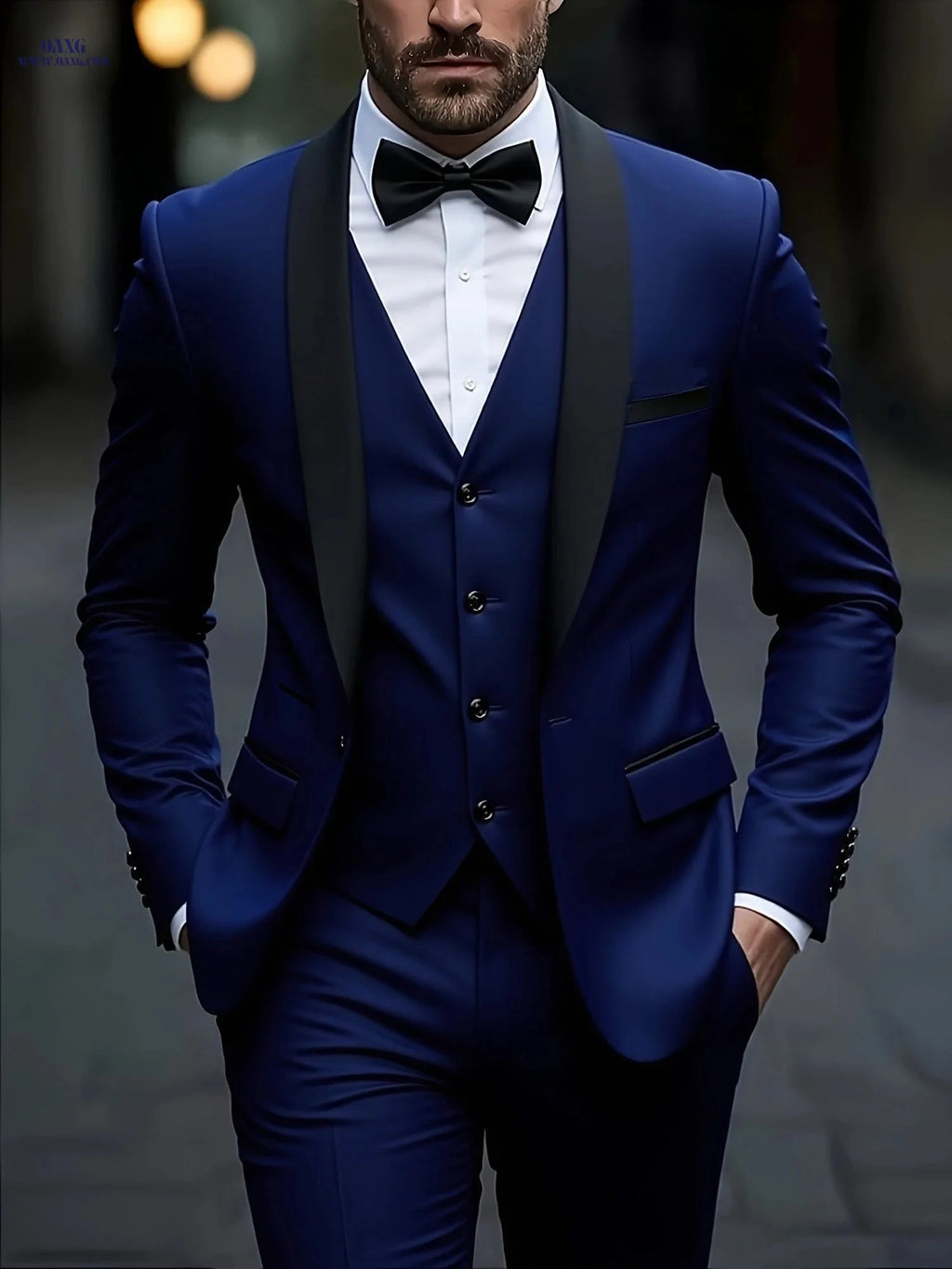 2024 Men's Slim Fit Dress Suit Set with Blazer, Vest & Pants   OAXG White / FR XXS