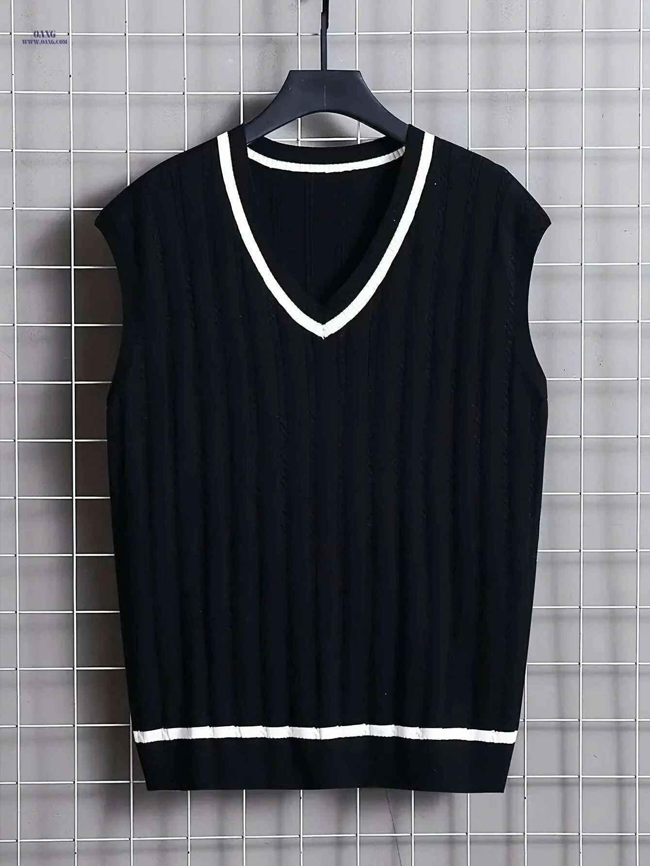 2024 Men's Twist Knit Sweater Vest - V-neck, Medium Stretch Design   OAXG 
