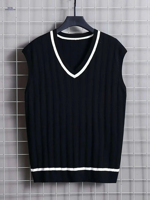 2024 Men's Twist Knit Sweater Vest - V-neck, Medium Stretch Design   OAXG 