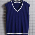 2024 Men's Twist Knit Sweater Vest - V-neck, Medium Stretch Design   OAXG Navy Blue / S