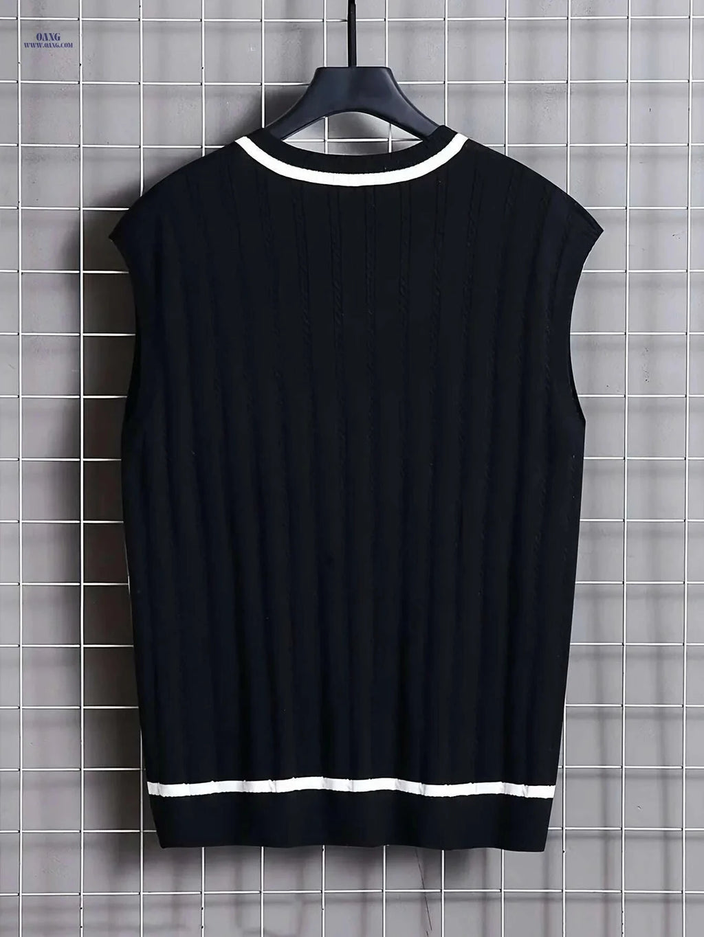 2024 Men's Twist Knit Sweater Vest - V-neck, Medium Stretch Design   OAXG Navy Blue / S
