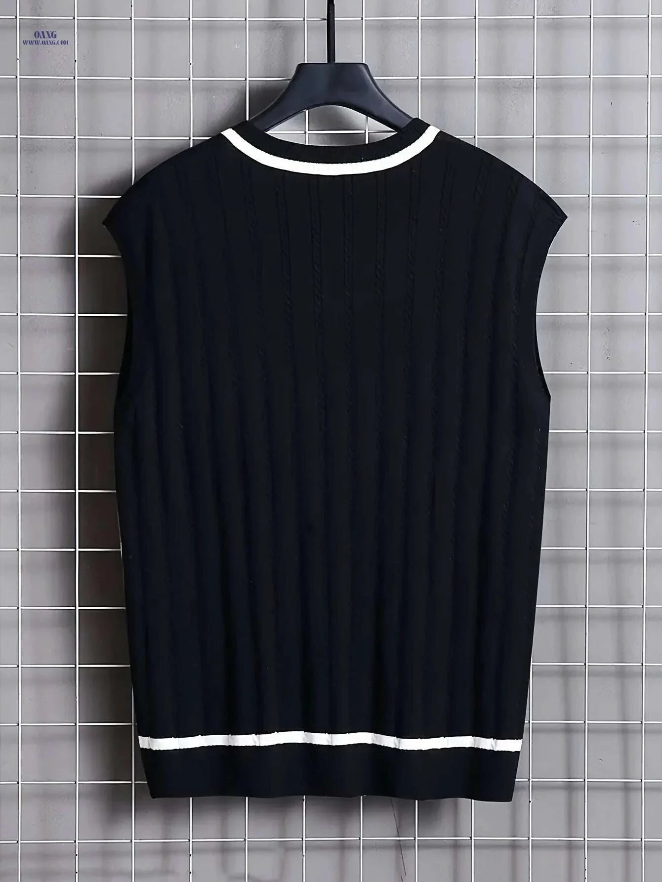 2024 Men's Twist Knit Sweater Vest - V-neck, Medium Stretch Design   OAXG Navy Blue / S