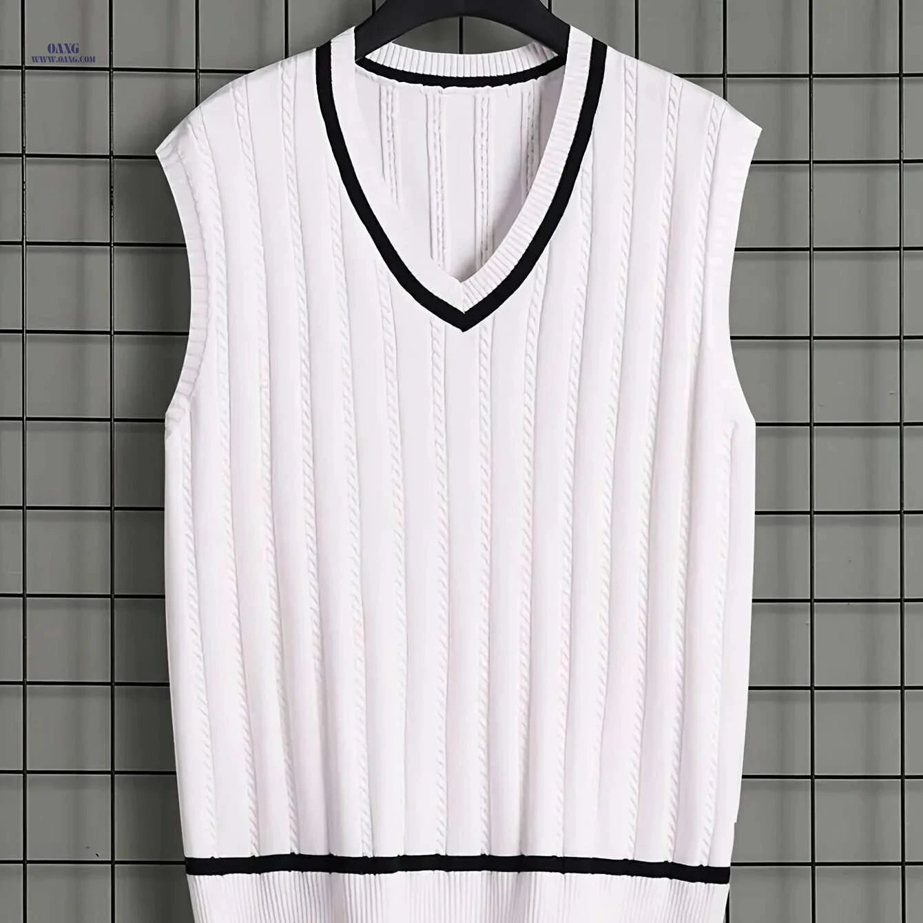2024 Men's Twist Knit Sweater Vest - V-neck, Medium Stretch Design   OAXG Navy Blue / S