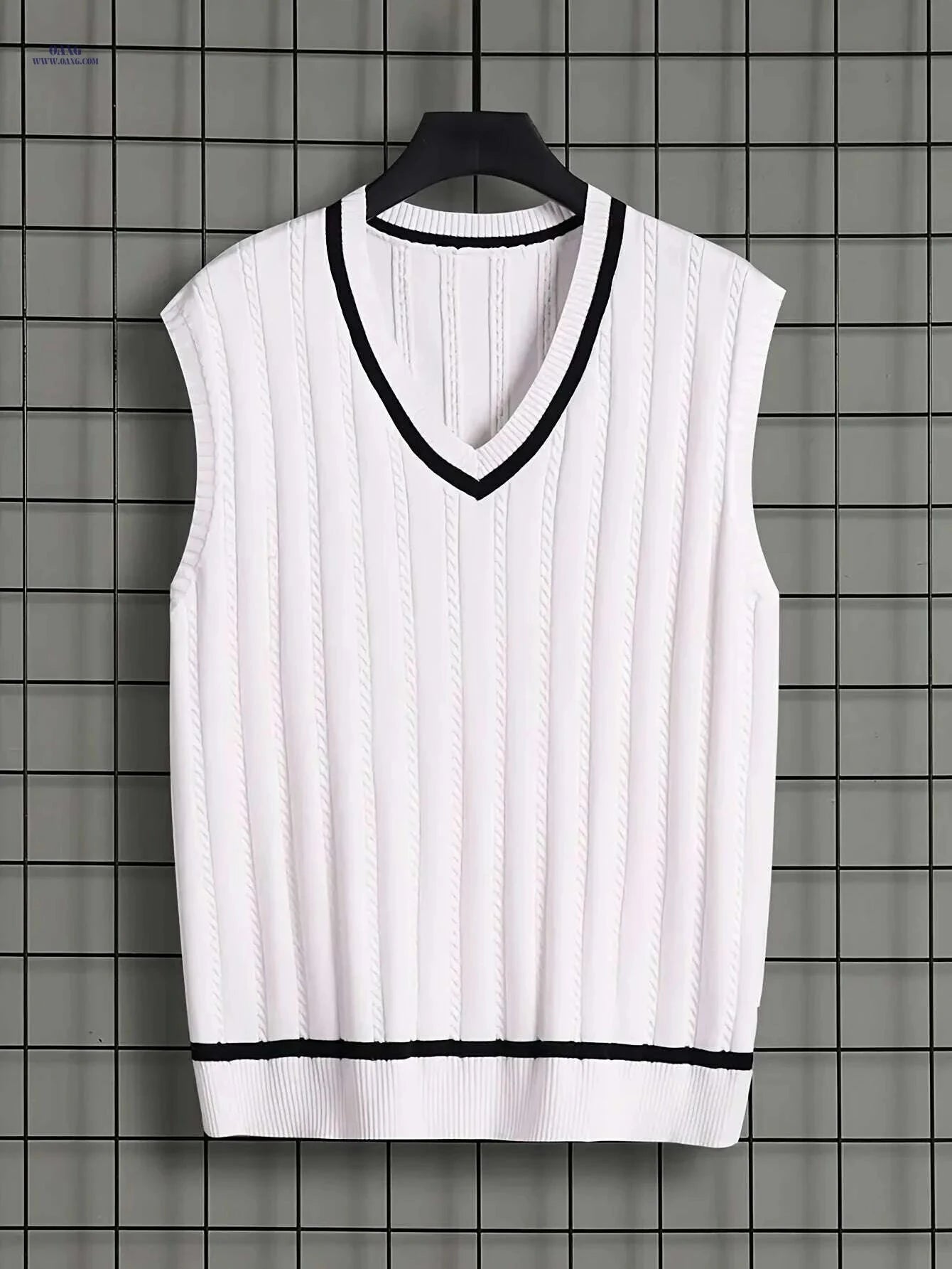 2024 Men's Twist Knit Sweater Vest - V-neck, Medium Stretch Design   OAXG 