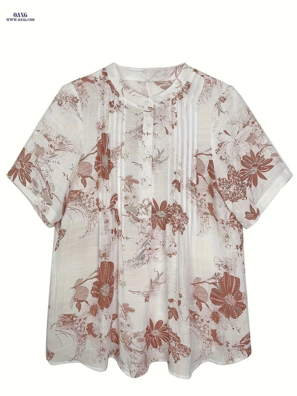2024 Striped A-Line Blouse - Spring/Summer Casual Round Neck   OAXG The color of rouge / S