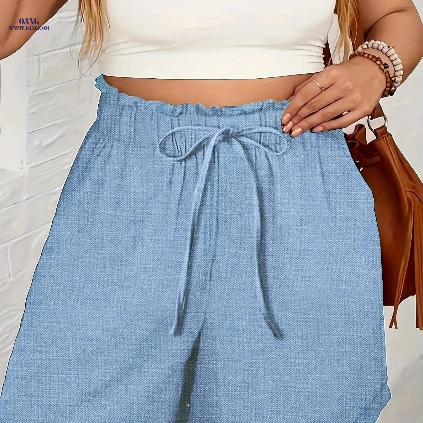 2025 Casual Faux Denim Shorts - No-Rinse, Summer Fashion Must-Have   OAXG 