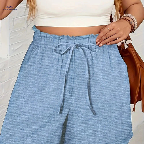 2025 Casual Faux Denim Shorts - No-Rinse, Summer Fashion Must-Have   OAXG 
