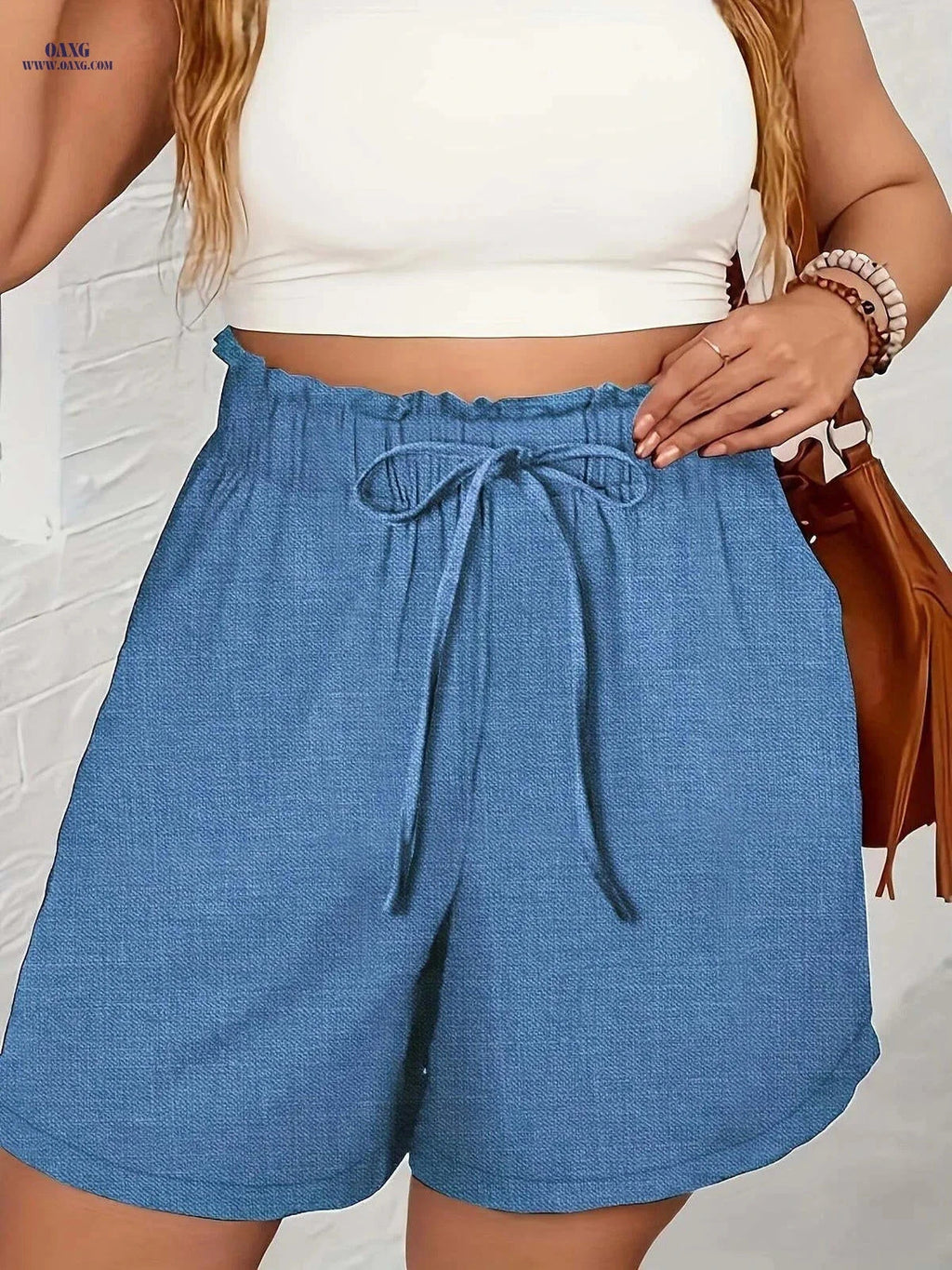 2025 Casual Faux Denim Shorts - No-Rinse, Summer Fashion Must-Have   OAXG 