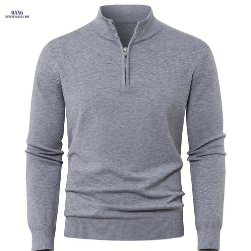 2025 Men's Casual Knit Zip-Front Sweater - Warm High-GSM Pullover   OAXG 