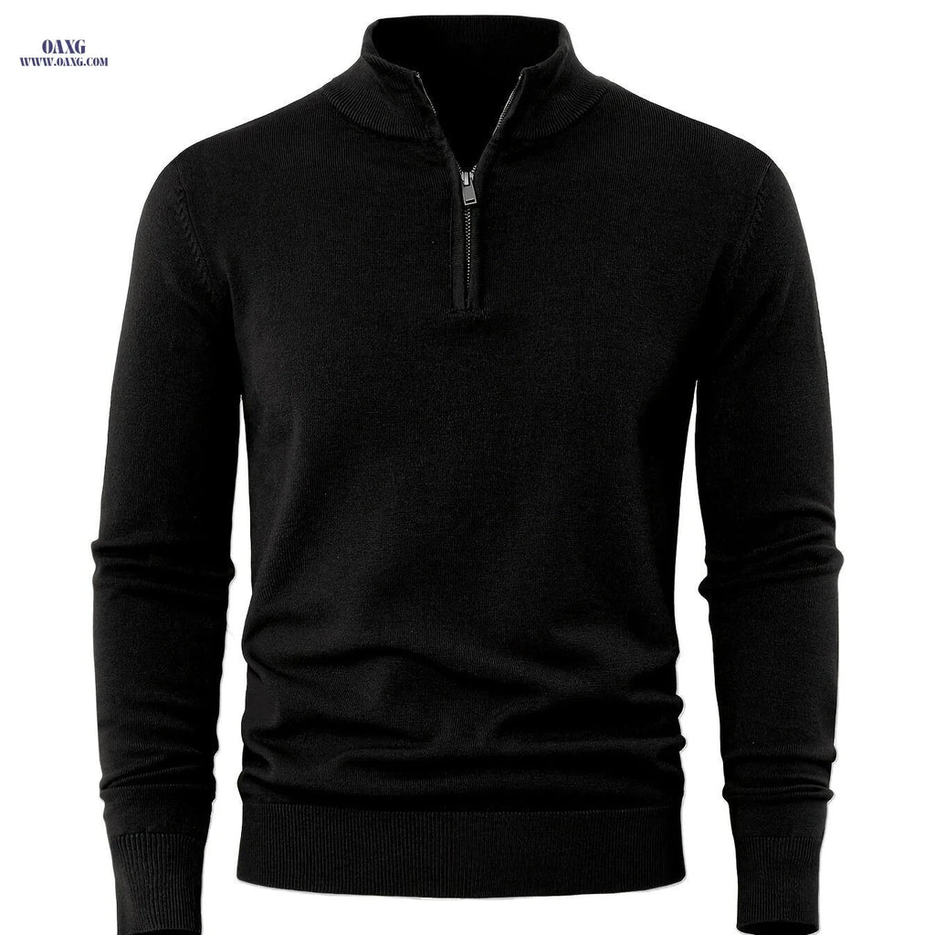 2025 Men's Casual Knit Zip-Front Sweater - Warm High-GSM Pullover   OAXG 