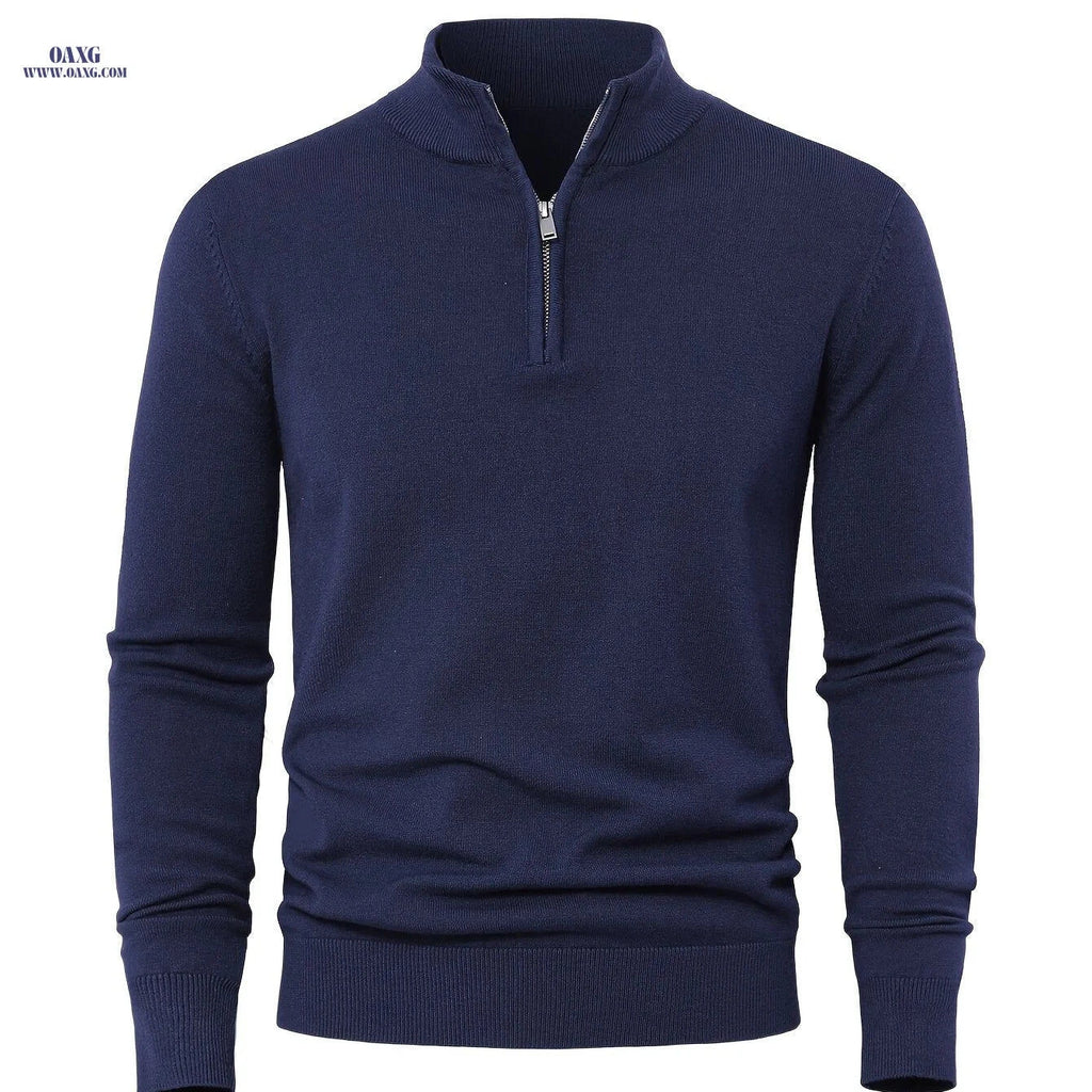 2025 Men's Casual Knit Zip-Front Sweater - Warm High-GSM Pullover   OAXG 