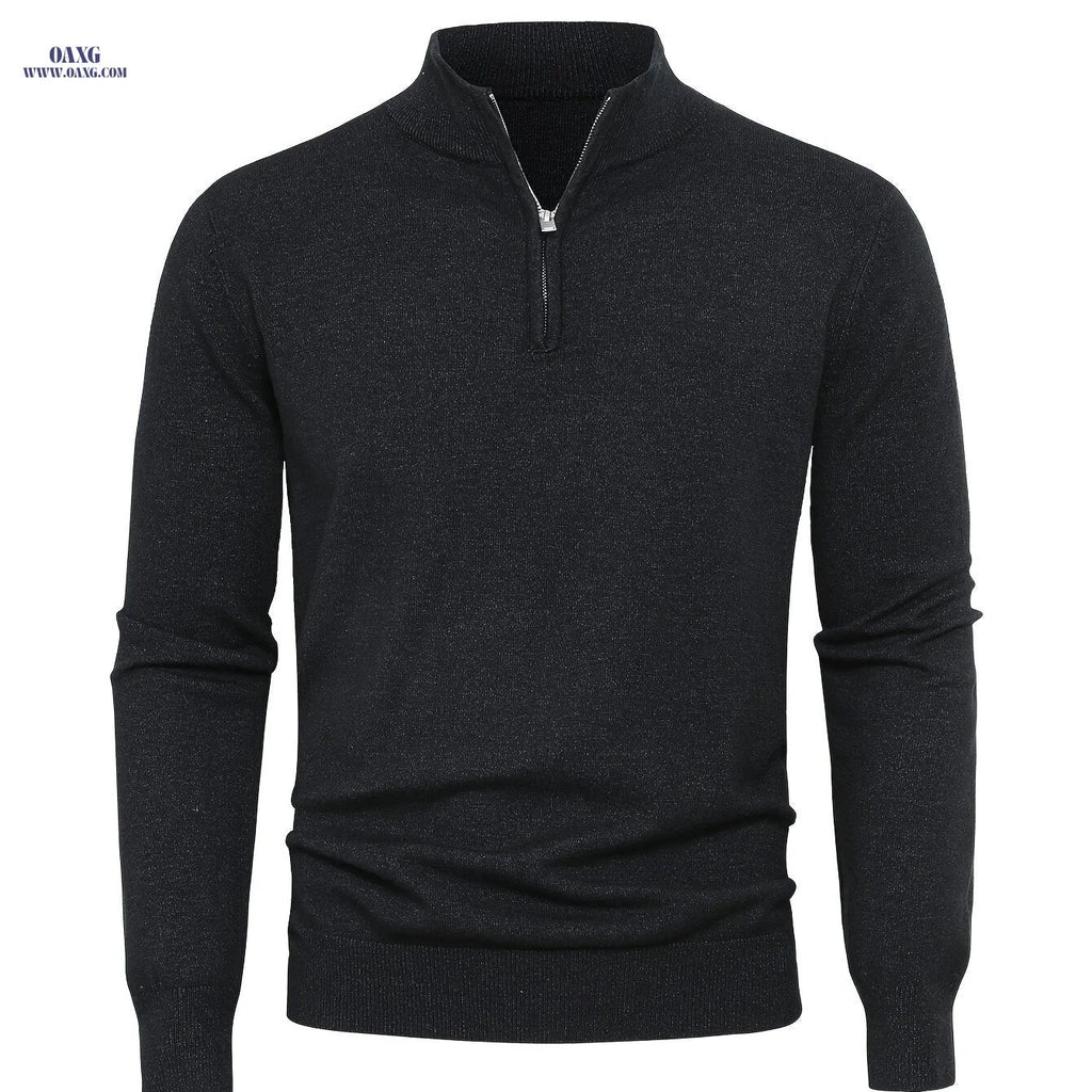 2025 Men's Casual Knit Zip-Front Sweater - Warm High-GSM Pullover   OAXG 