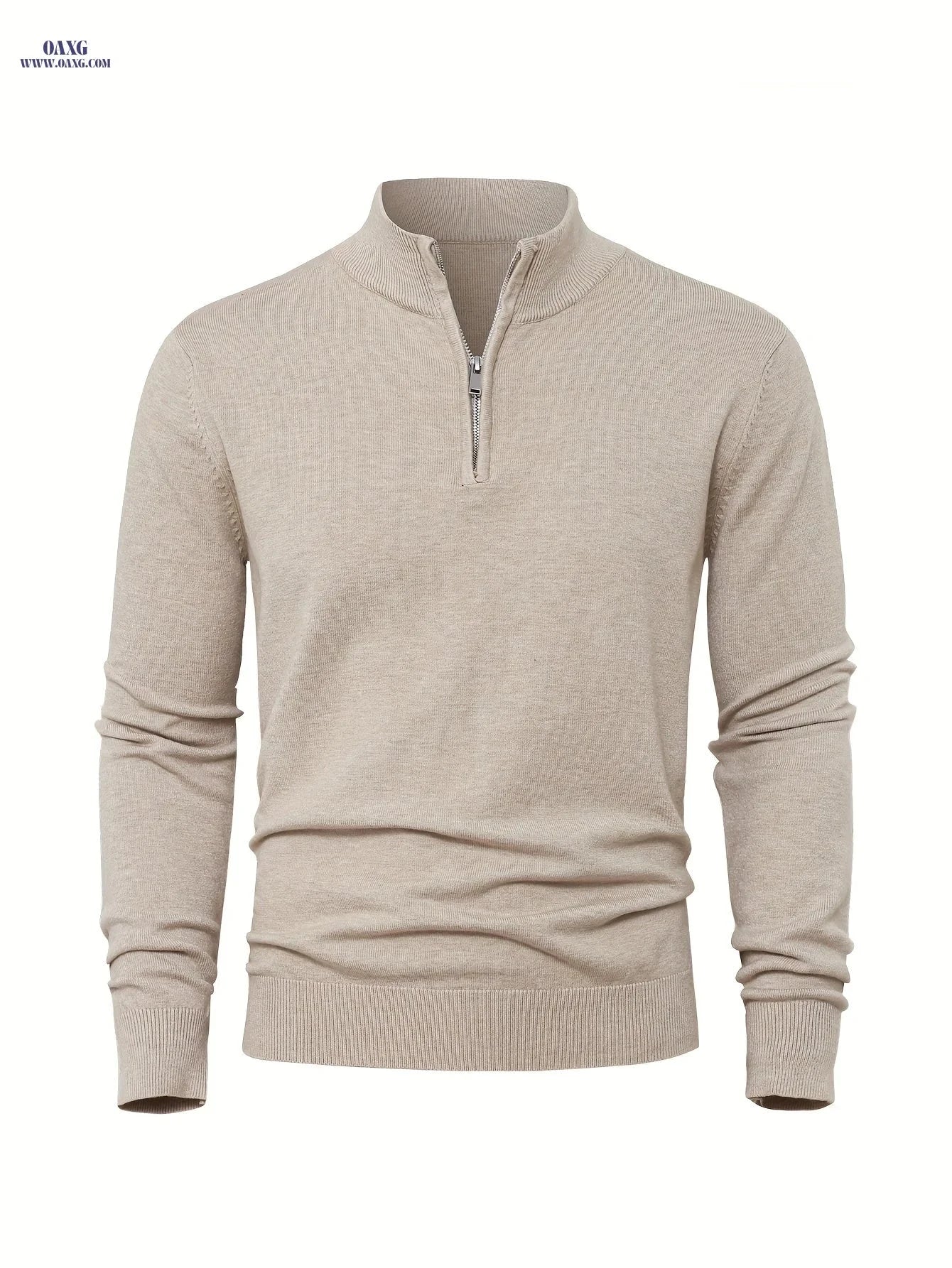 2025 Men's Casual Knit Zip-Front Sweater - Warm High-GSM Pullover   OAXG 
