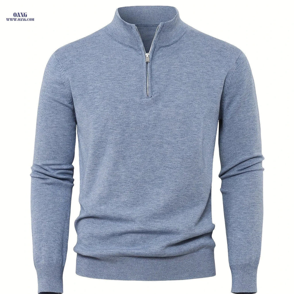 2025 Men's Casual Knit Zip-Front Sweater - Warm High-GSM Pullover   OAXG 