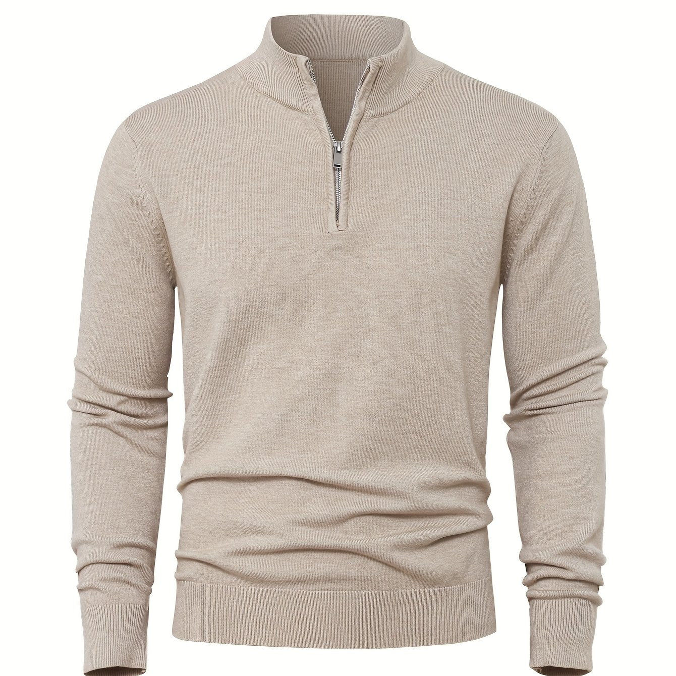 2025 Men's Casual Knit Zip-Front Sweater - Warm High-GSM Pullover   OAXG 