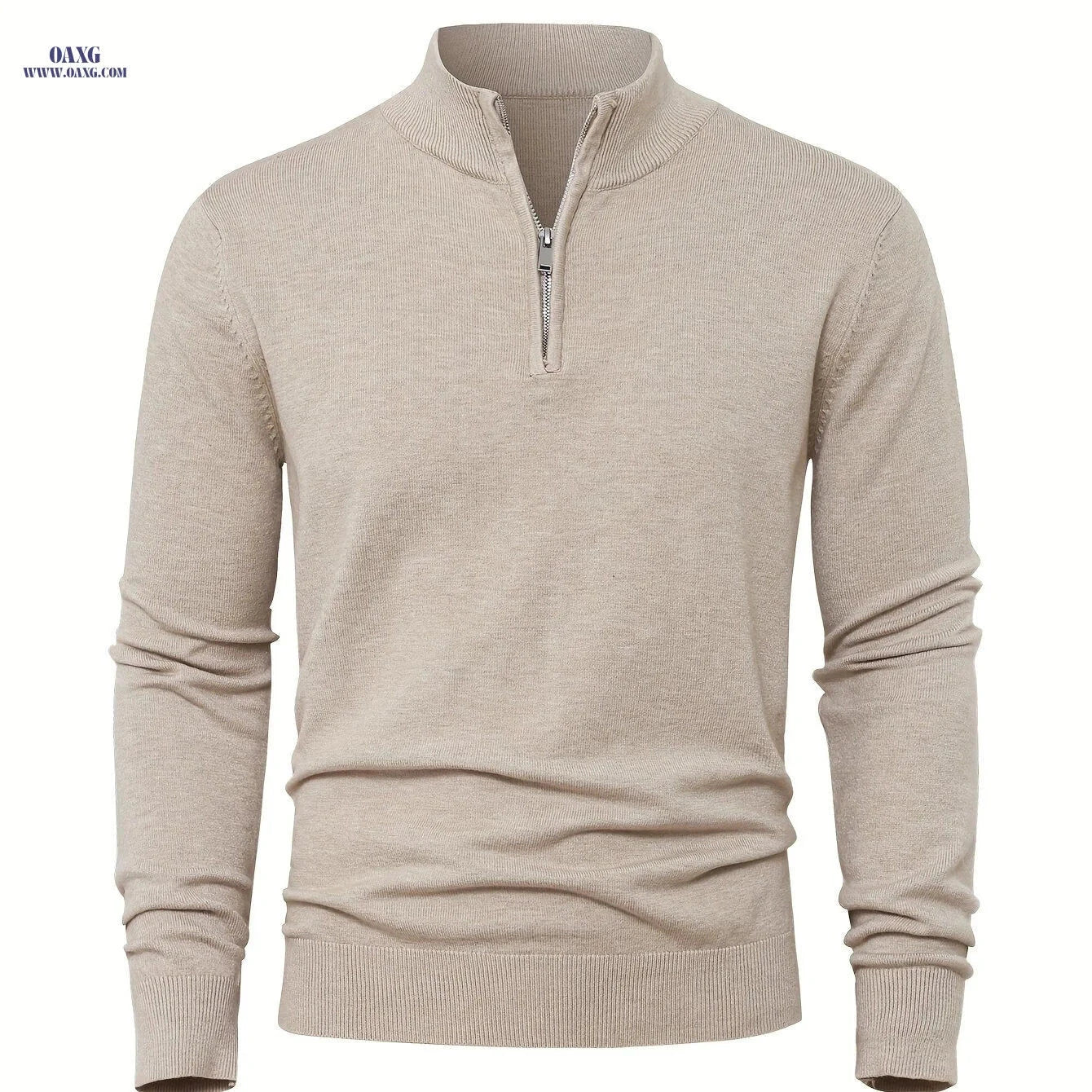 2025 Men's Casual Knit Zip-Front Sweater - Warm High-GSM Pullover   OAXG 
