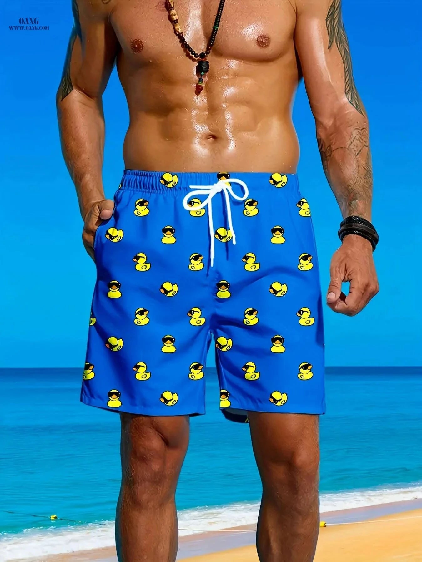 2025 Men's Fashion Beach Shorts - Stylish 3D Duck Print for Summer   OAXG 