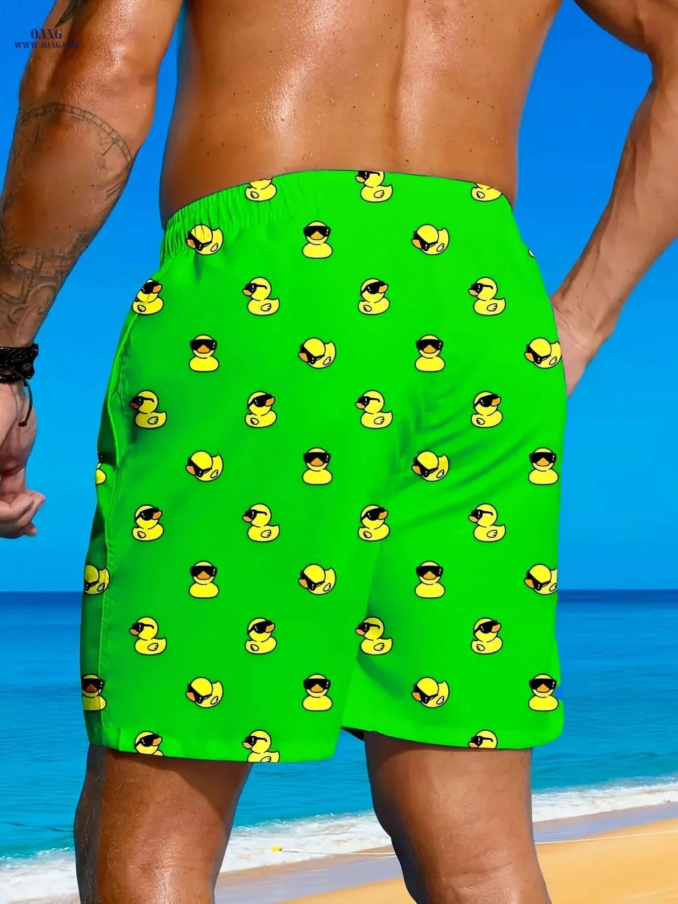 2025 Men's Fashion Beach Shorts - Stylish 3D Duck Print for Summer   OAXG 
