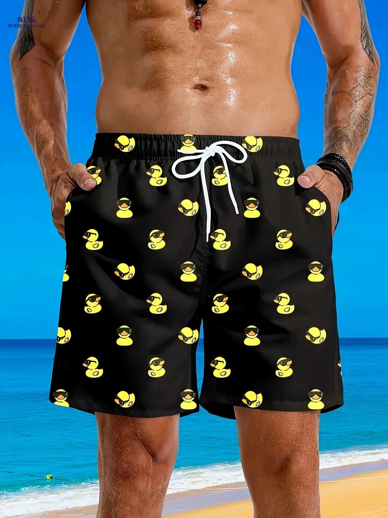 2025 Men's Fashion Beach Shorts - Stylish 3D Duck Print for Summer   OAXG 