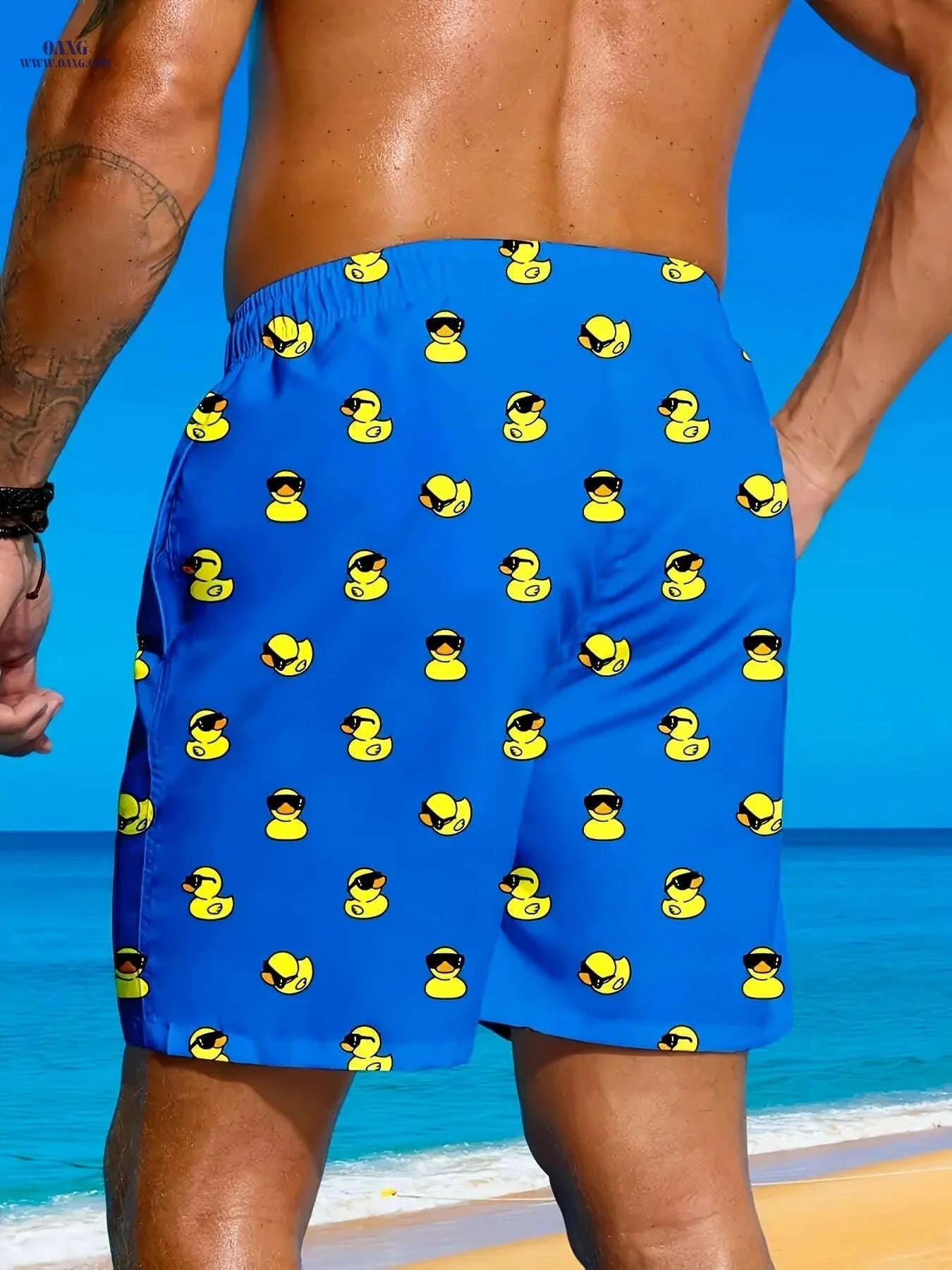 2025 Men's Fashion Beach Shorts - Stylish 3D Duck Print for Summer   OAXG Blue / S