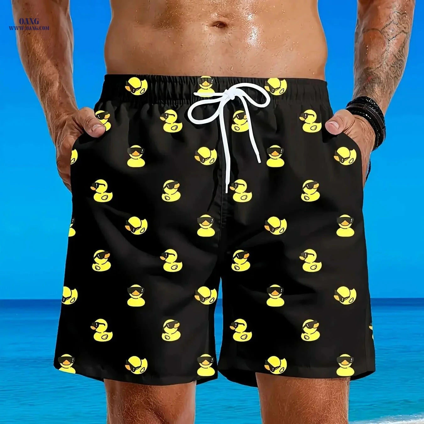 2025 Men's Fashion Beach Shorts - Stylish 3D Duck Print for Summer   OAXG Blue / S
