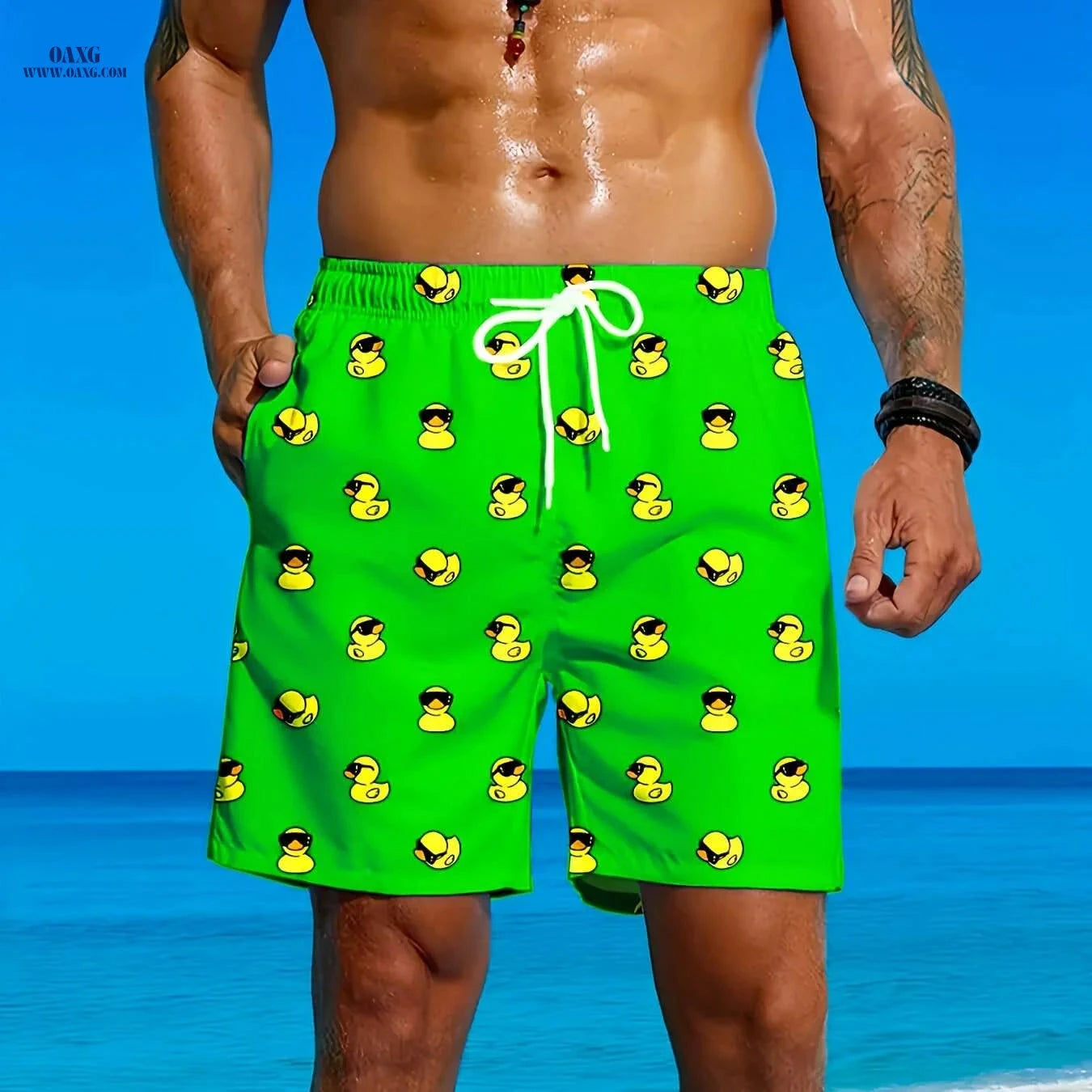2025 Men's Fashion Beach Shorts - Stylish 3D Duck Print for Summer   OAXG Blue / S