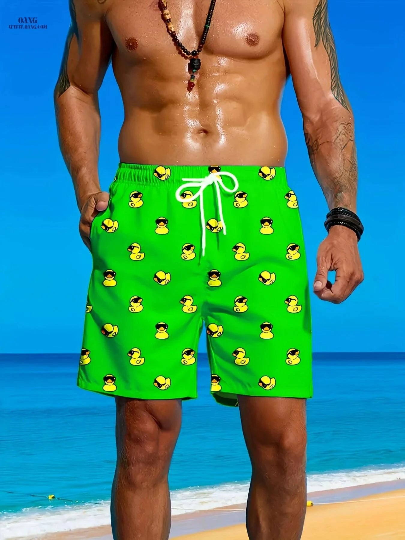 2025 Men's Fashion Beach Shorts - Stylish 3D Duck Print for Summer   OAXG Blue / S