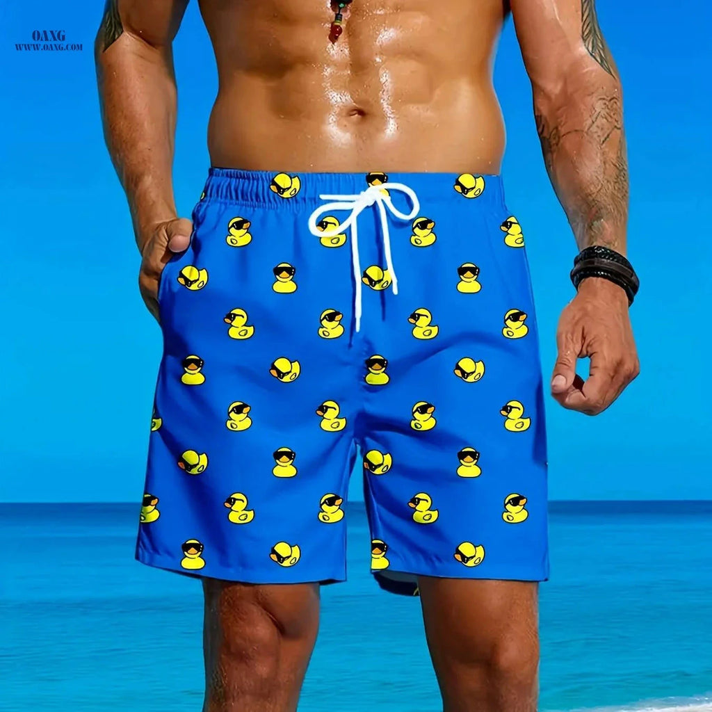 2025 Men's Fashion Beach Shorts - Stylish 3D Duck Print for Summer   OAXG Blue / S