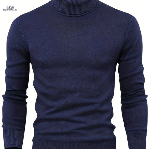 2025 Men's High-Neck Sweater - Warm Blended Knit for Fall/Winter   OAXG Royal Blue / FR XS