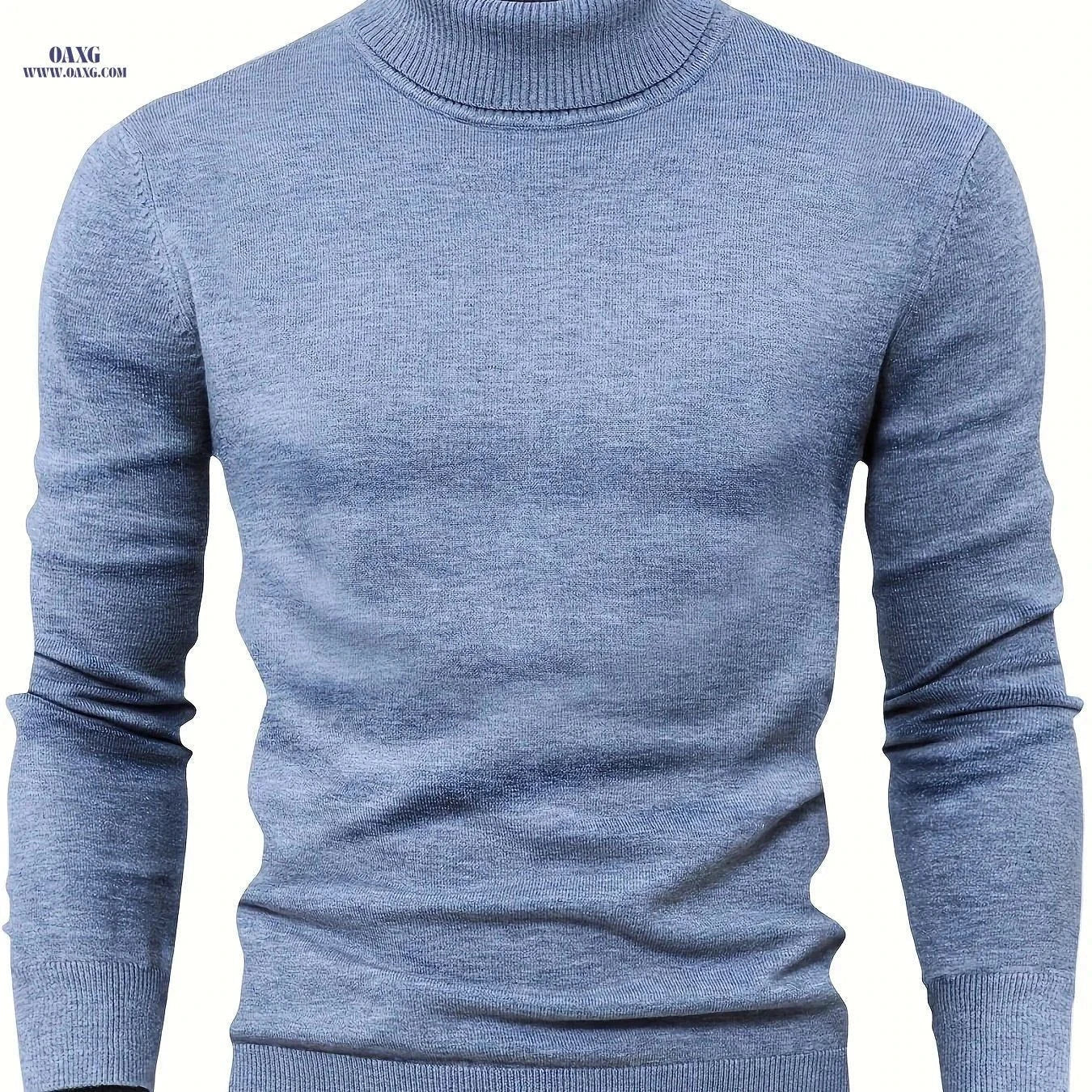 2025 Men's High-Neck Sweater - Warm Blended Knit for Fall/Winter   OAXG Royal Blue / FR XS