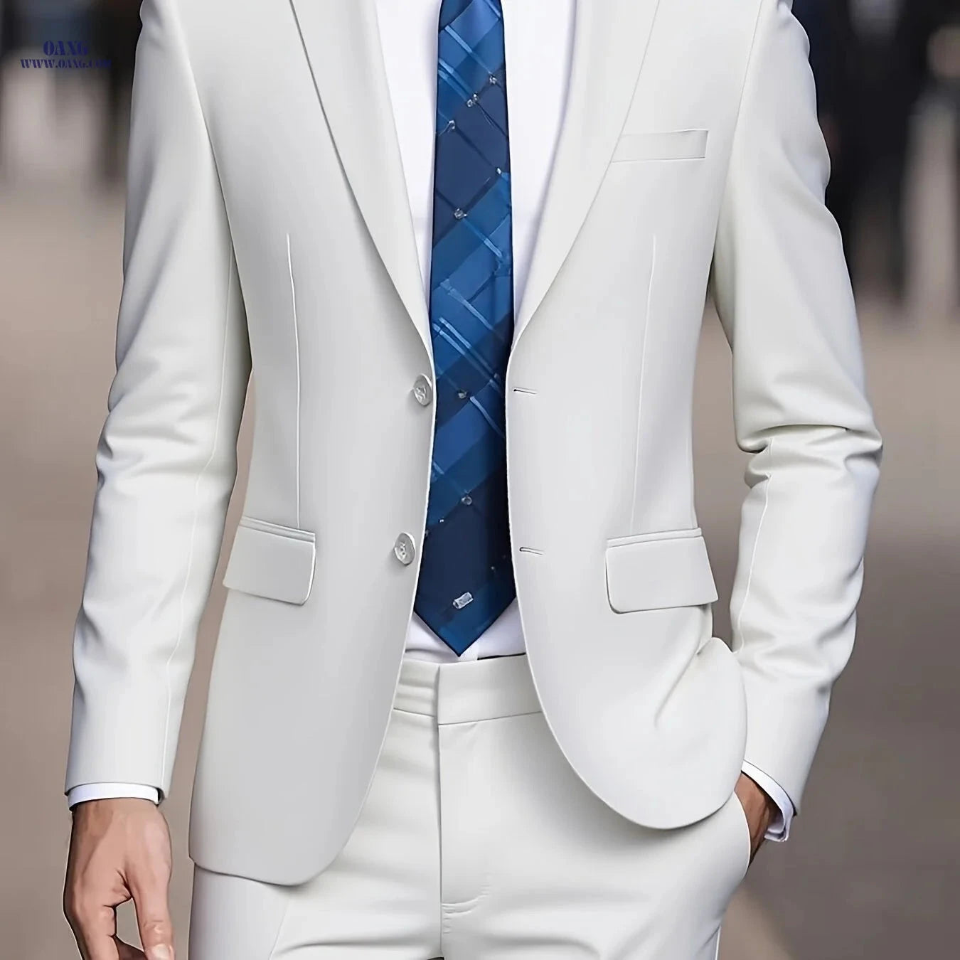 2025 Men's Slim Fit Business Suit Set - Stretch Fabric, Solid Color   OAXG 