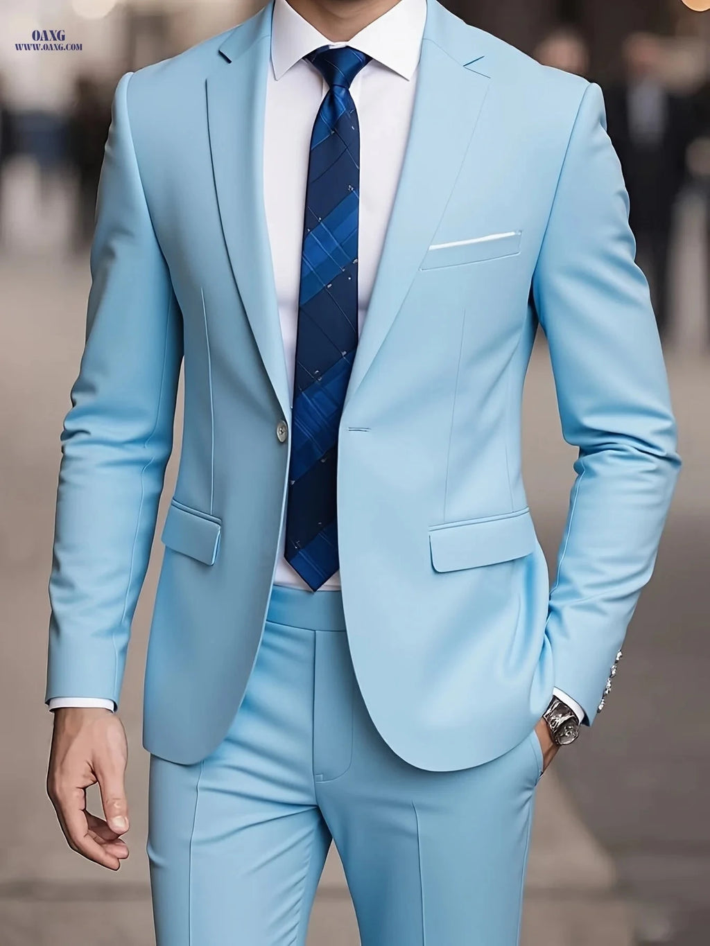 2025 Men's Slim Fit Business Suit - Stretch Fabric, Black Blazer & Pants   OAXG 