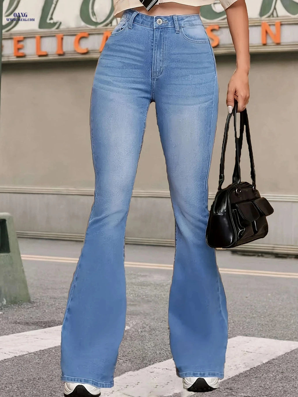 2025 New Light Blue Flared Jeans - High Stretch, All-Season Style   OAXG Sky Blue / XS