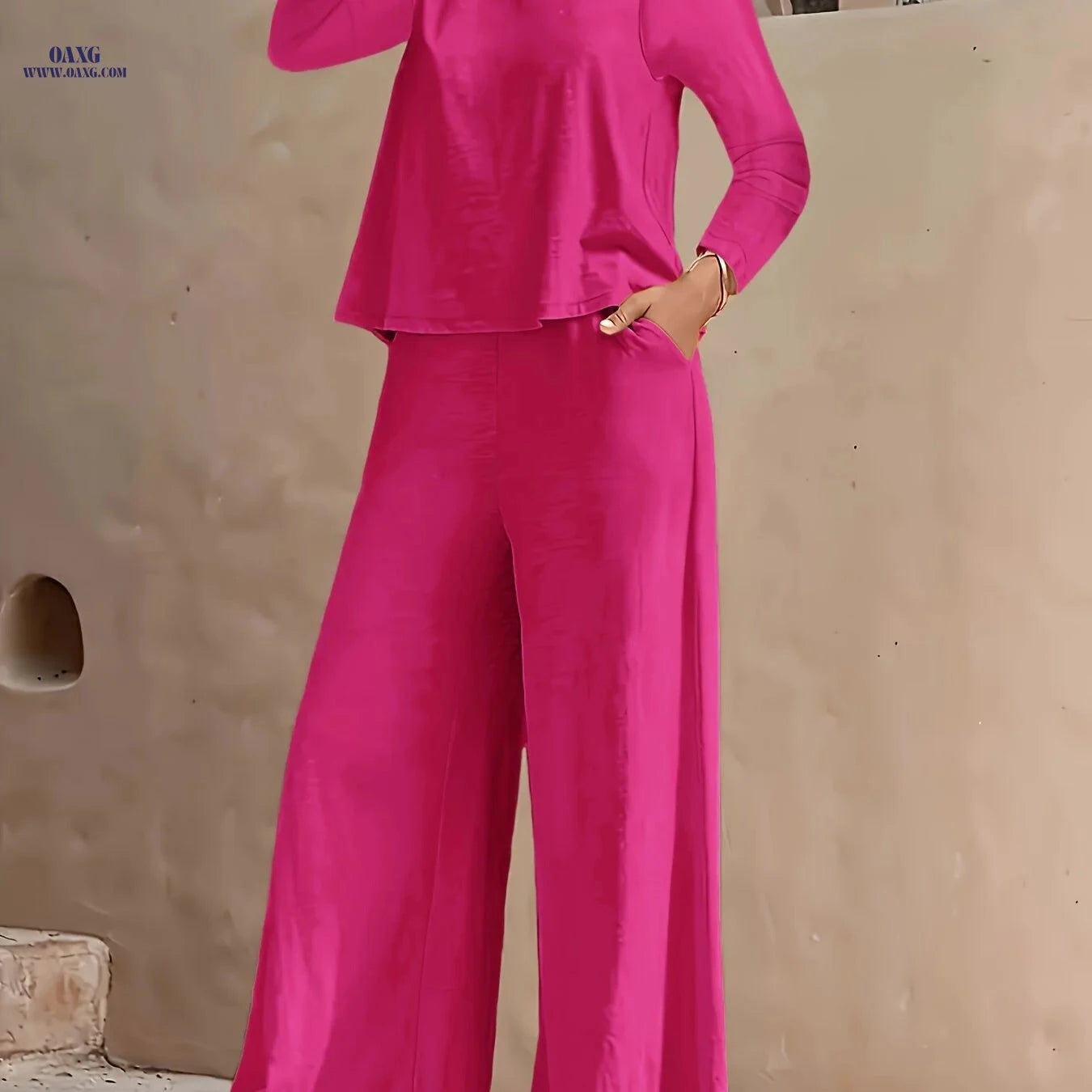 2025 Spring/Fall Casual High Waist Wide Leg Pants Set - European Style   OAXG 