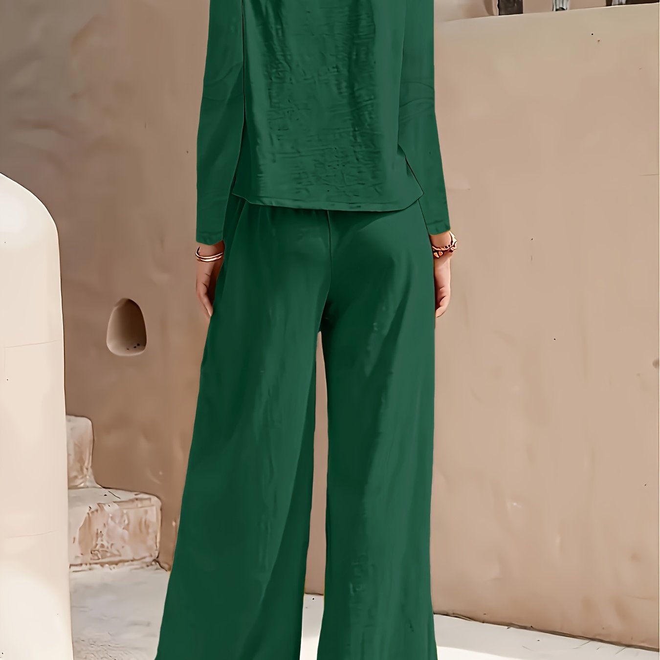2025 Spring/Fall Casual High Waist Wide Leg Pants Set - European Style   OAXG 