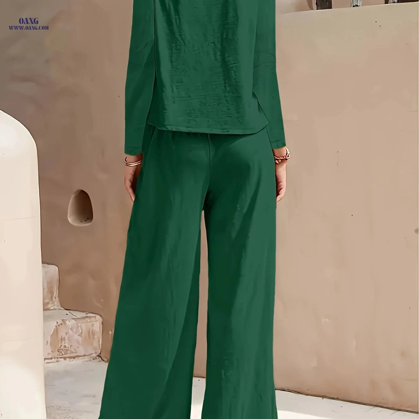 2025 Spring/Fall Casual High Waist Wide Leg Pants Set - European Style   OAXG 
