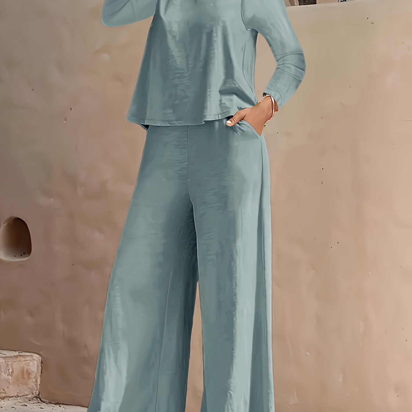 2025 Spring/Fall Casual High Waist Wide Leg Pants Set - European Style   OAXG 
