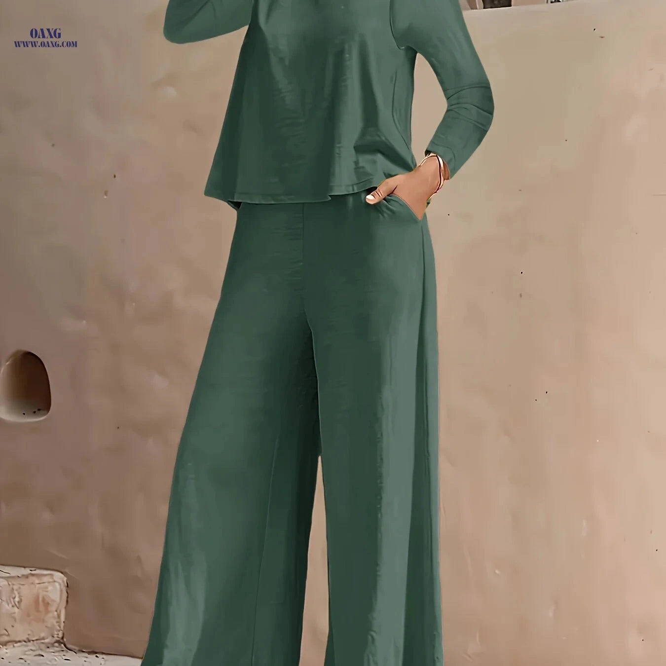 2025 Spring/Fall Casual High Waist Wide Leg Pants Set - European Style   OAXG 