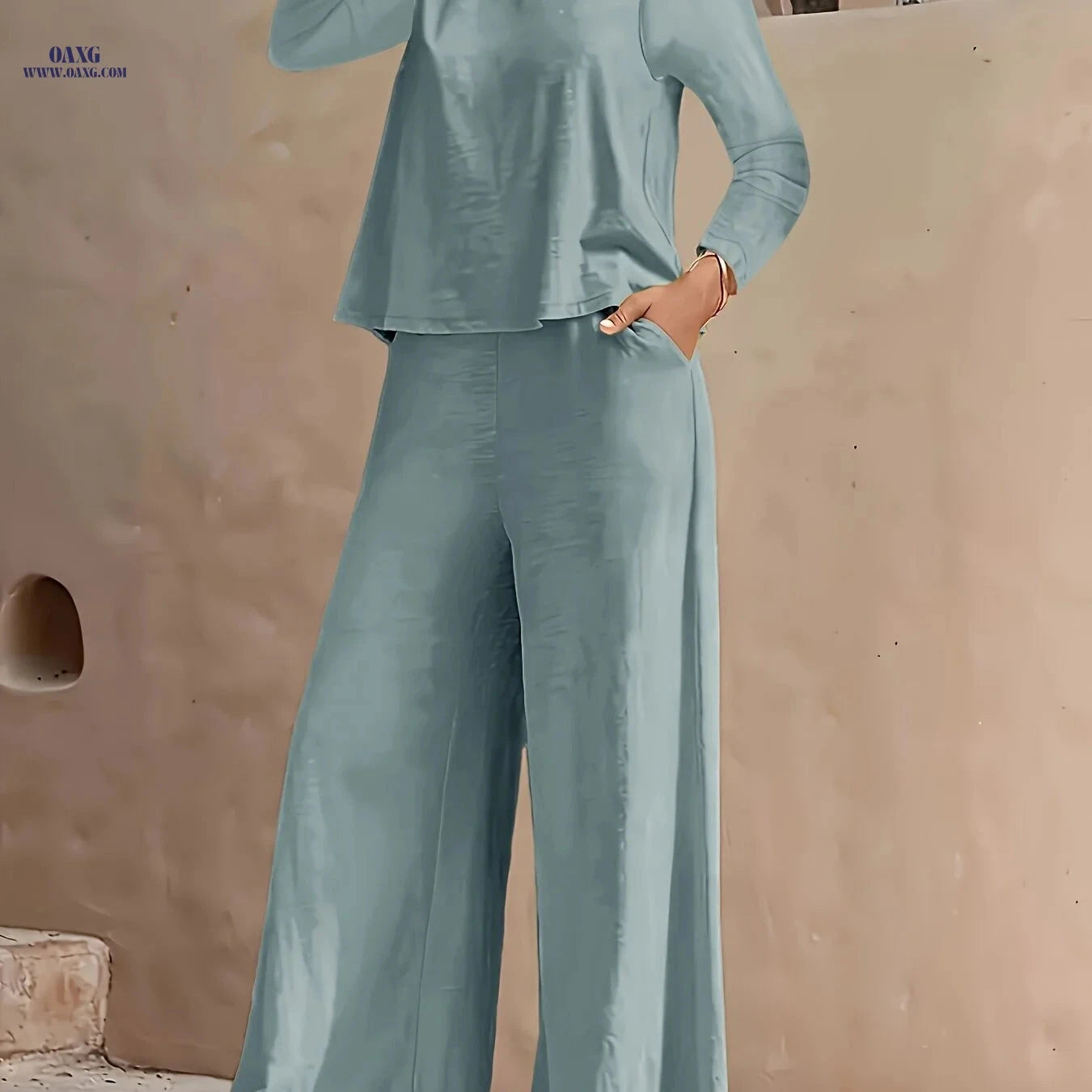 2025 Spring/Fall Casual High Waist Wide Leg Pants Set - European Style   OAXG 