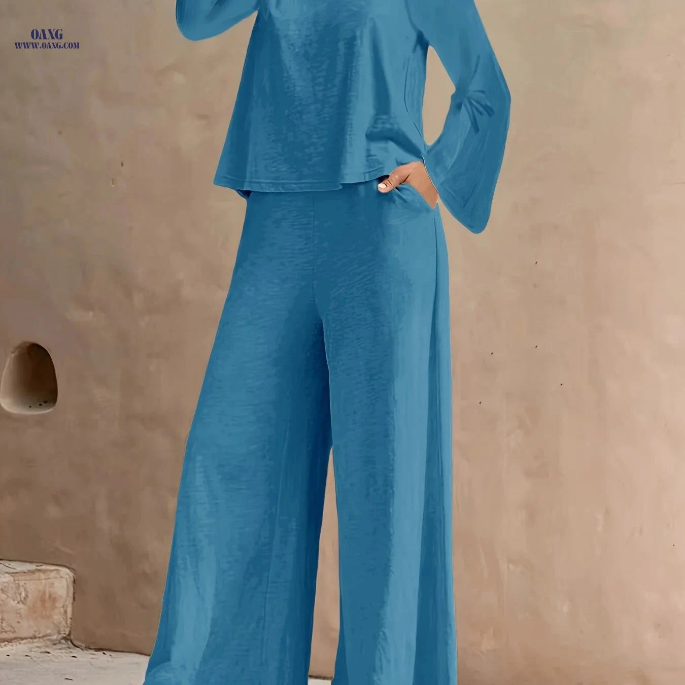 2025 Spring/Fall Casual High Waist Wide Leg Pants Set - European Style   OAXG 