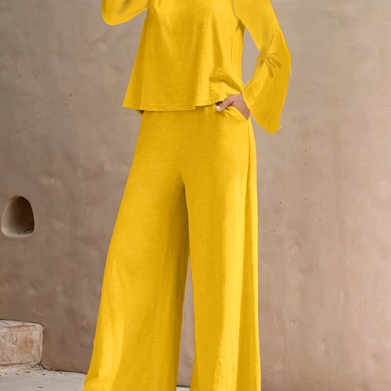 2025 Spring/Fall Casual High Waist Wide Leg Pants Set - European Style   OAXG 