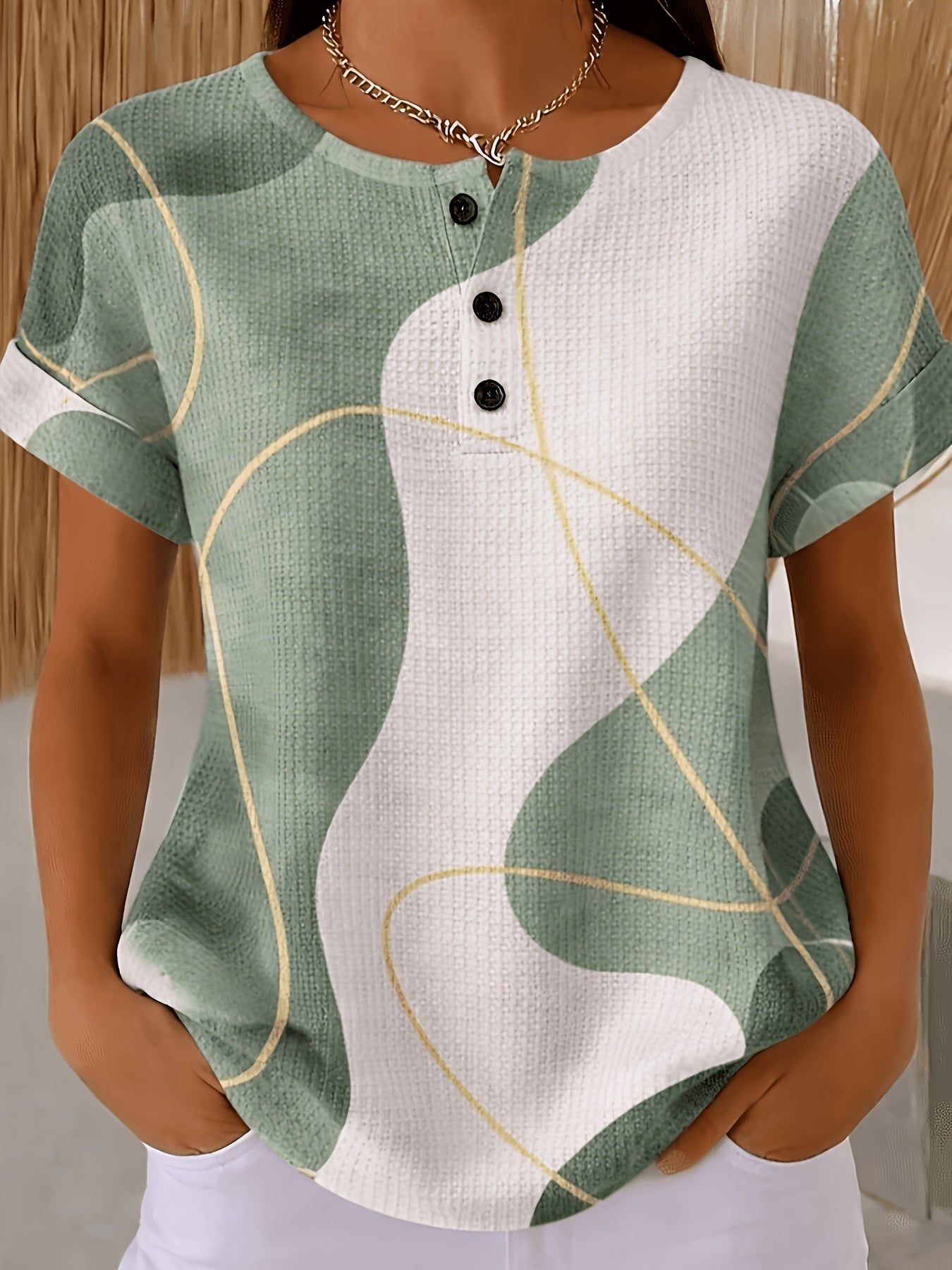 2026 Summer New European And American Style Fake Two-Piece Long-Sleeved Polo Shirt T-Shirt, Women'S Color-Blocking Lapel Waffle Top, Fashionable And Easy Base Shirt, Casual Versatile Drop Shoulder Shirt, Stylish Age-Reducing Spliced T-Shirt