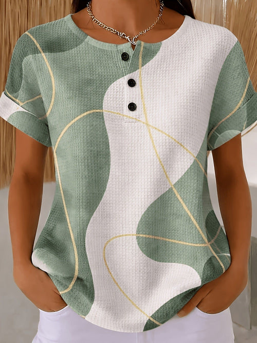 2026 Summer New European And American Style Fake Two-Piece Long-Sleeved Polo Shirt T-Shirt, Women'S Color-Blocking Lapel Waffle Top, Fashionable And Easy Base Shirt, Casual Versatile Drop Shoulder Shirt, Stylish Age-Reducing Spliced T-Shirt