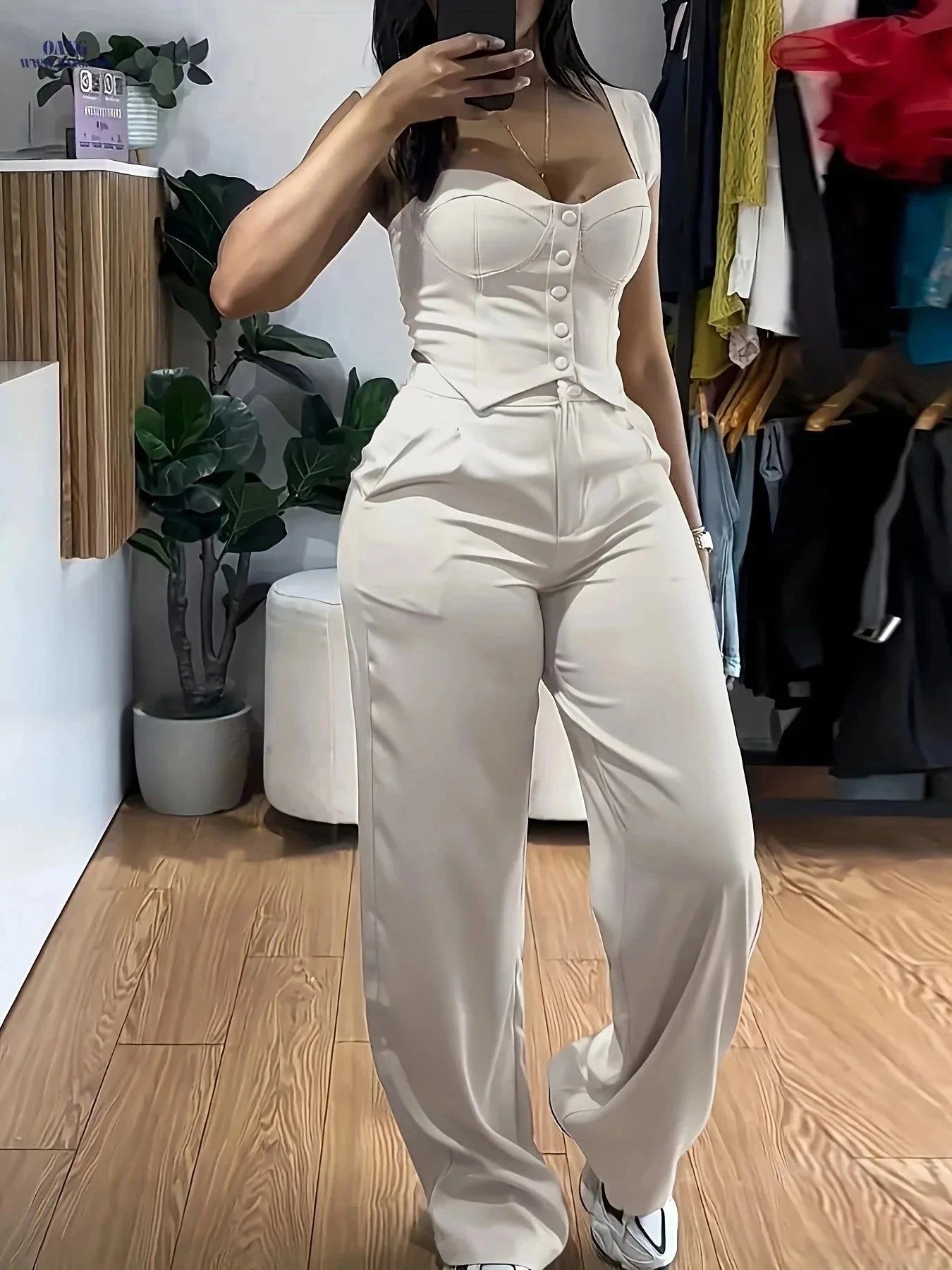 2026 Women’s Casual Wide-Leg Vest and Pants Set - Stylish Comfort   OAXG Blue / XS