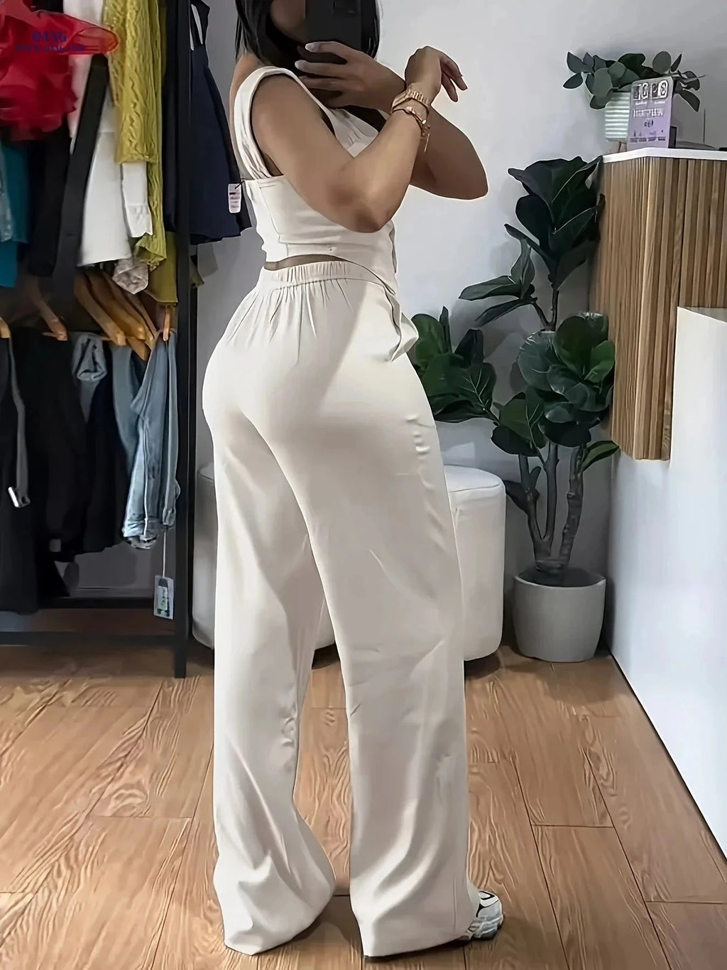 2026 Women’s Casual Wide-Leg Vest and Pants Set - Stylish Comfort   OAXG Blue / XS