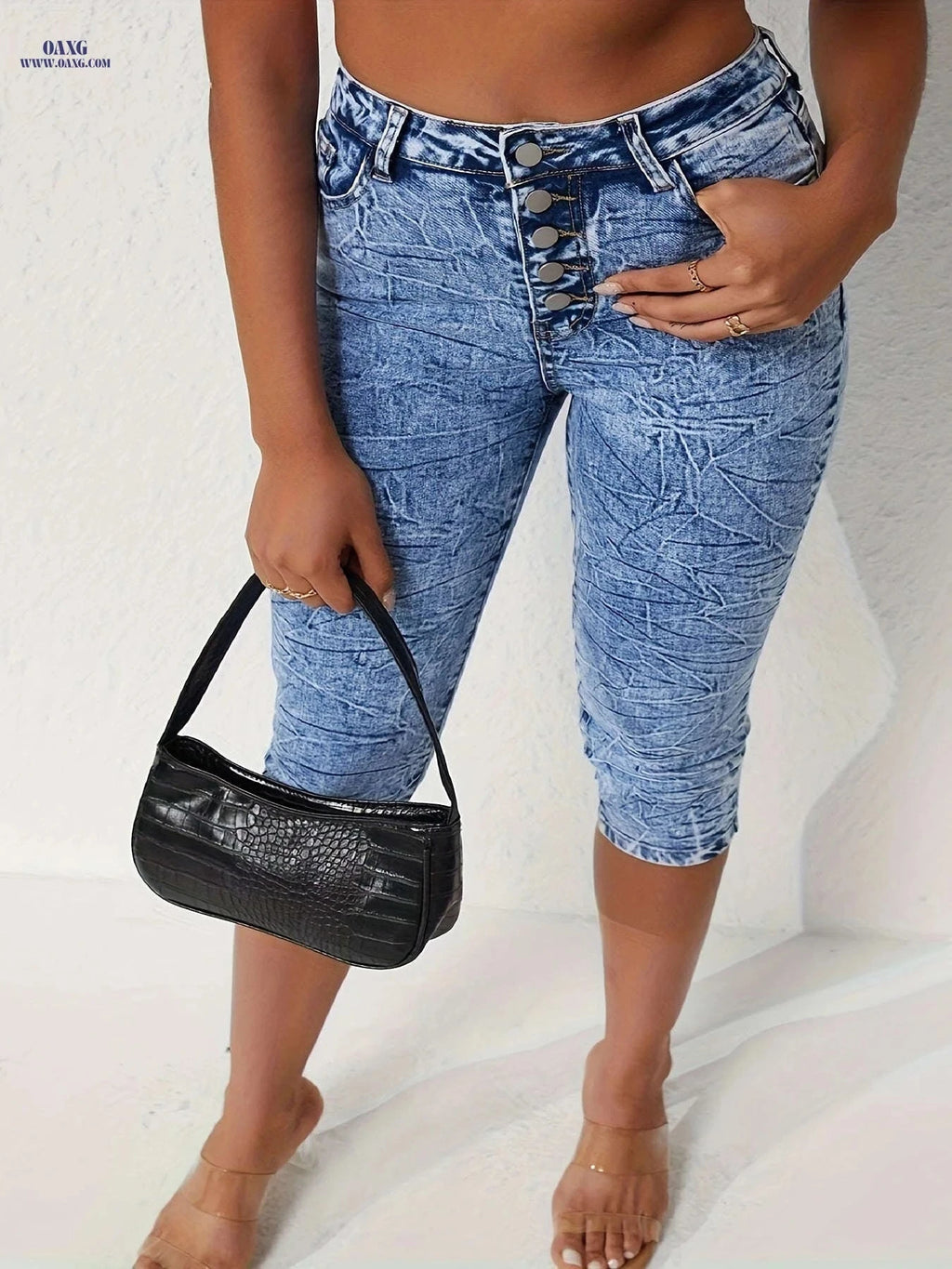 25AW Women's Vintage Tie-Dye Cropped Jeans - Stylish Mid-Rise Fit   OAXG 